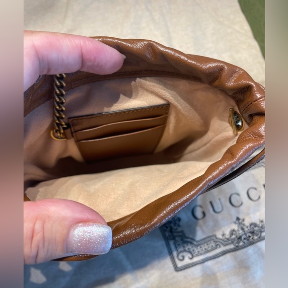 Brown leather Mini GG Marmont Bucket Bah - Picture 2 of 5